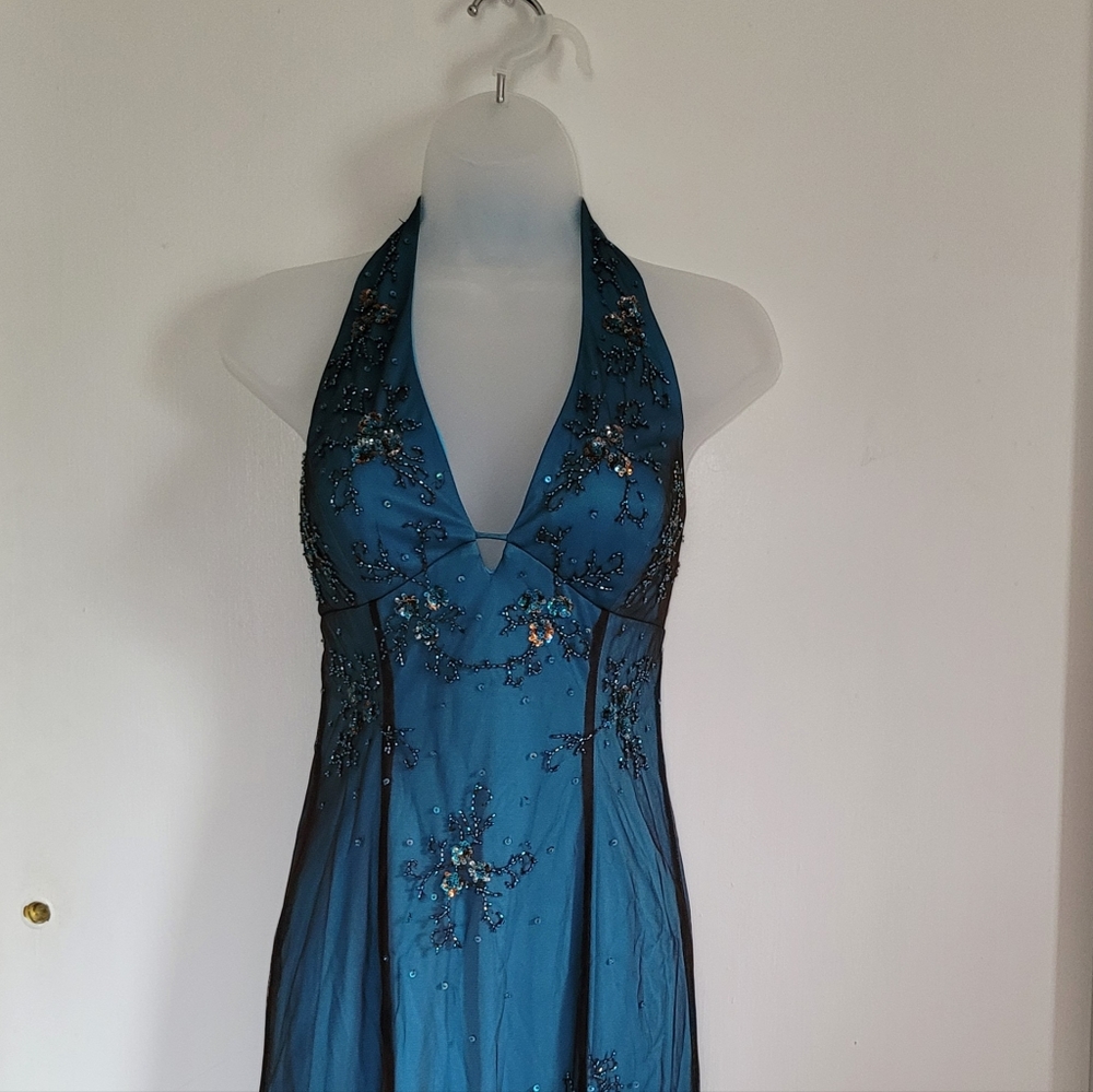 Beaded Halter Formal Dress